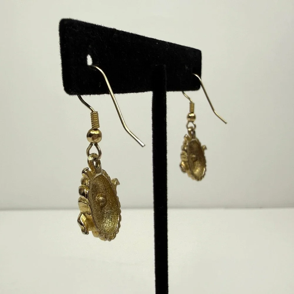 Gold Tone Mummy Dangle Earrings Red Eyes Halloween Costume Jewelry 1.5 in